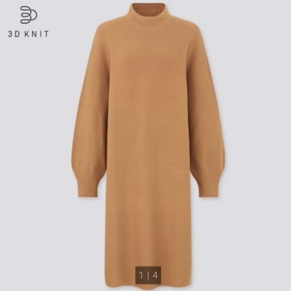 Uniqlo Women's Long Sleeve Camel Dress, M